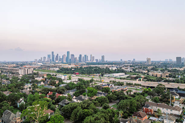 istock An Elevated view of Downtown Houston on an Overcast Day with Copy Space 2170597435