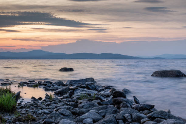Longe exposure sunset at Mooselookmeguntic, Maine