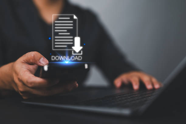 istock Businessman use smartphone to download organizational information or documents. cloud storage technology, backup cyber security system. 2170605024