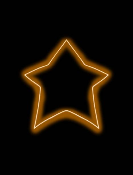 istock Neon five-pointed star yellow and orange glowing color raster illustration for design, printing and web 2170606408