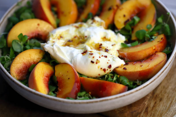 Healthy Peach and Burrata Salad