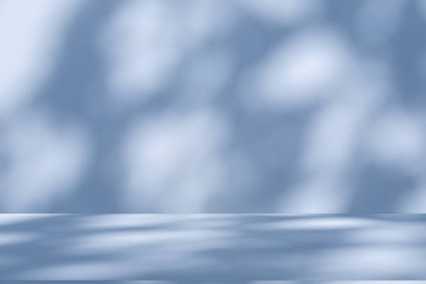istock Studio style background wall decoration presentation uses white and blue tones. with shadows cast from a nearby window, concept creating a decorative 2170617073