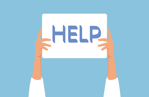 Secret Help Message Hands Holding A Help Message Sign Vector Illustration Stock ...