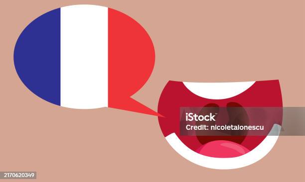 Speaking French Vector Mouth Speaking French Language Vector Cartoon Design Stock Illustration ...