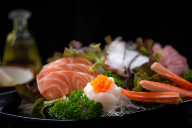 istock Set of traditional Japanese sashimi dishes 2170625800
