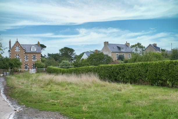 Ile de Brehat, France - August 27, 2019: Coastal landscape at picturesque Ile de Brehat island in Cotes-d'Armor department of Brittany, France
