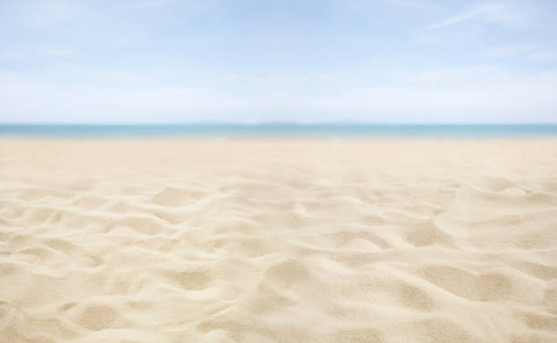 istock Selective Focus.Sandy beach scene with smooth dunes fading into the distant horizon. The soft sand and calm blue sky evoke a peaceful, relaxing atmosphere day 2170628985