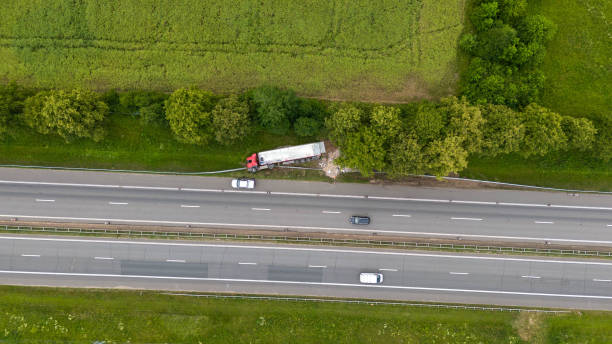 istock Aerial View of Truck Accident on Highway 2170629708