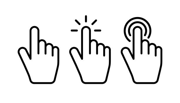ilustrações de stock, clip art, desenhos animados e ícones de set of mouse click cursor hand icons. vector illustration - tocar
