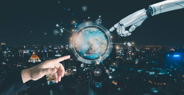 istock Businessman is showing concept of future technology and internet connection network with AI as controller. A graphic floated in the air on his hand. 2170635374