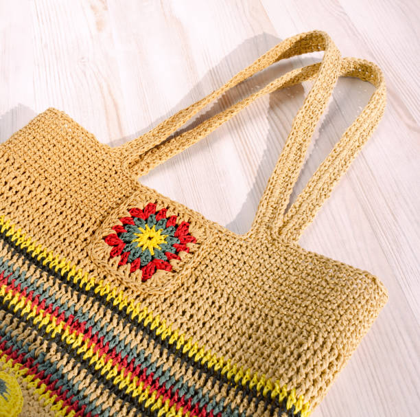 istock Women's eco bag made of raffia. 2170636743