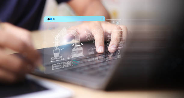 istock Manager Technical Industrial Engineer people and control robotics with monitoring system software and icon industry, Industrial Engineer and AI, Artificial Intelligence concept, Car EV technology. 2170640881