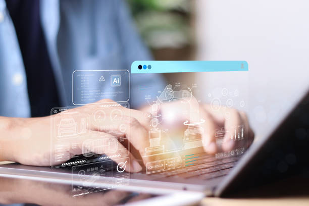 istock Manager Technical Industrial Engineer people and control robotics with monitoring system software and icon industry, Industrial Engineer and AI, Artificial Intelligence concept, Car EV technology. 2170640886