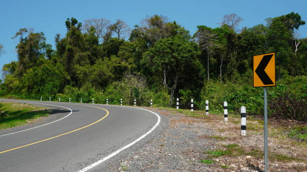 istock highway turn left with arrow sign 2170641308
