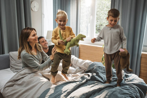 istock Morning routine of young family 2170642113