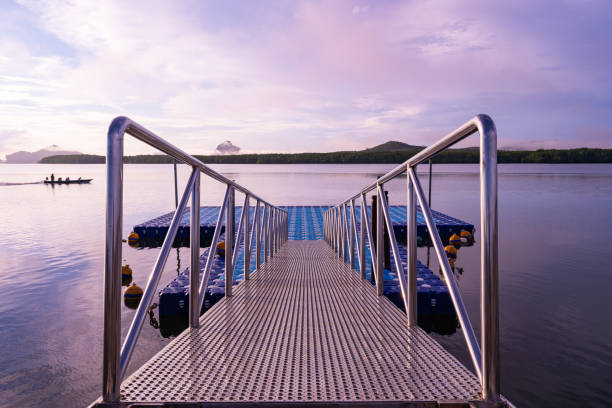 Stainless steel handrails in the pier