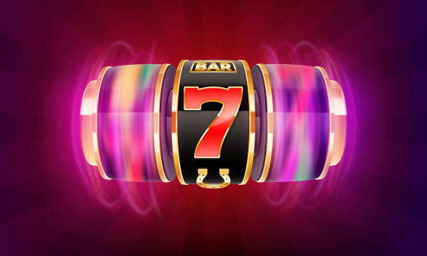 istock Realistic set 3D casino jackpot spinning slot machine with golden elements on dark background. Gambling design elements. 2170646980