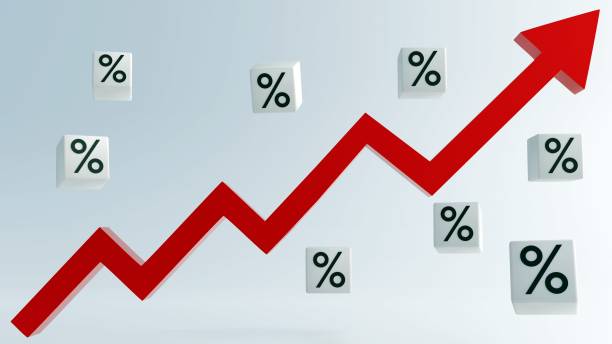 istock A red arrow pointing up and cubes with percentage symbols 2170649603