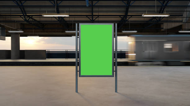 istock Empty billboard with a green screen for advertising on a subway station. 3D illustrator 2170650417