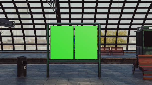istock Empty billboard with a green screen for advertising on a subway station. 3D illustrator 2170650418