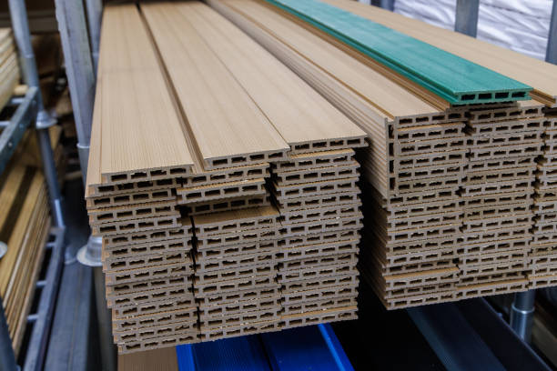 istock hollow wooden plastic composite - wpc boards stack storage or retail marketplace 2170652011