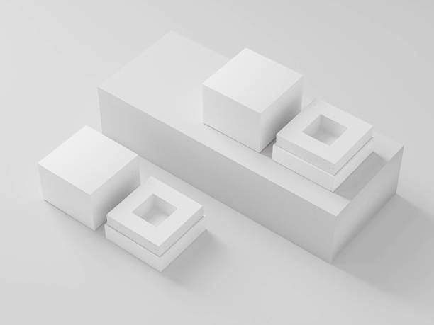 istock set of open lid square box mockup display on the floor 2170652188