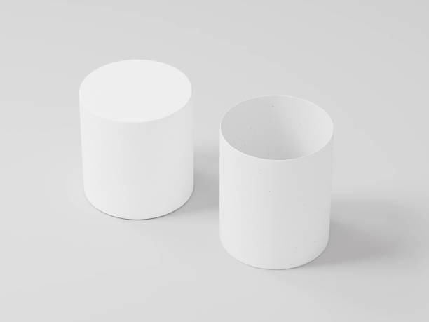 istock 3d render image of open lid cylinder paper tube packaging mockup, elegant geometry shape container mockup 2170652252