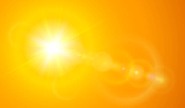 istock Sunny background, sun with lens flare, hot weather concept, summer background  illustration. 2170652399