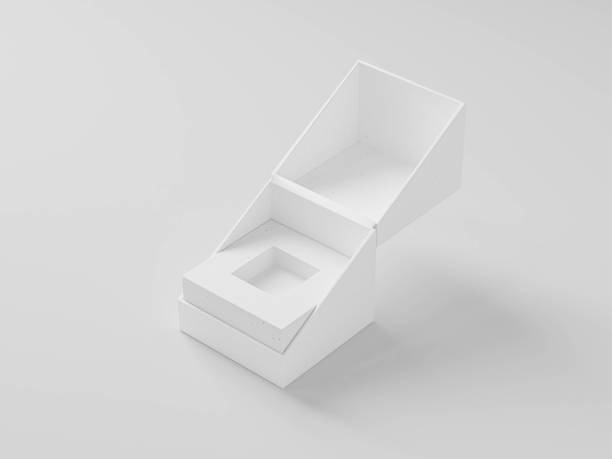 istock 3d render of slant flip open box mockup, luxury square box mockup 2170653728