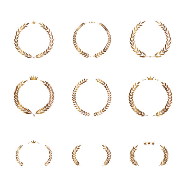 istock Vector illustration set of bronze laurel wreath icons. 2170655364
