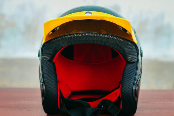 Close-Up Of Cycling Helmet Against White Background