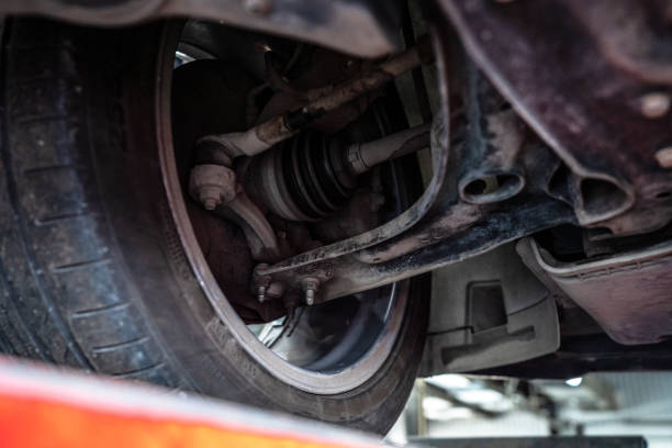 istock Modern car on the lift in auto service 2170656947