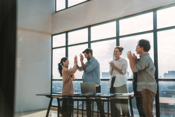 istock Diverse professional start up project team celebrate their project.Tracery. 2170664397