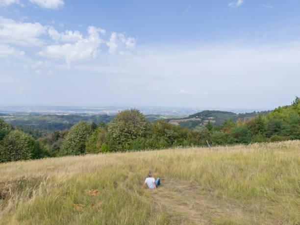 Man enjoy in nature, taking a break from urban activities in city for a weekend