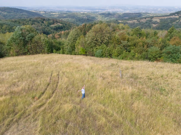 Man enjoy in nature, taking a break from urban activities in city for a weekend