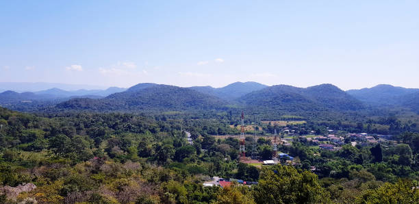 istock Beautiful Green forest or Jungle with mountain range, Clear blue sky and white clouds. Beauty Landscape view and Feeling of Nature concept. 2170664803
