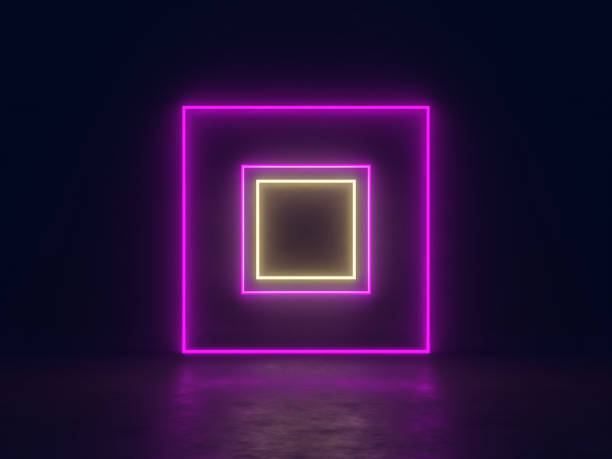 istock Neon frame background in the dark. Product showcase template. Digital 3D rendering. 2170690747