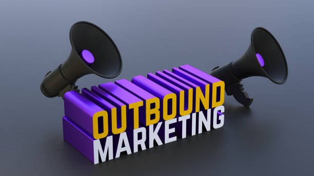 istock Large 3D 'Outbound Marketing' Text with Two Megaphones Representing Promotion and Public Relations. 3D Rendering. 2170692517