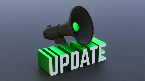 istock Megaphone on a 3D 'Update' Text: Concept of News Updates and Announcements, 3D Rendering 2170692652