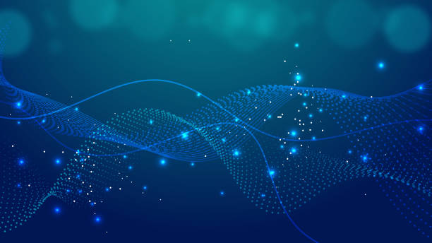 stockillustraties, clipart, cartoons en iconen met abstract blue green gradient digital technology internet network speed connection background - futuristisch