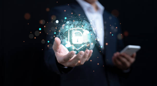 istock Businessmen use smartphones, data protection and cyber security, and security encryption Safeguard confidential company and financial data. 2170700836