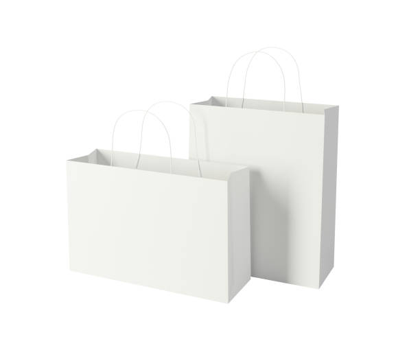 istock White Paper shopping Bag Gift bag, Takeaway bag With Handle, Retail Packaging, on white background 2170701563