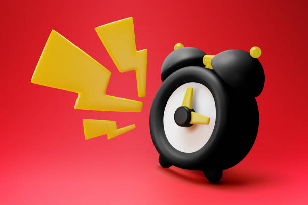 3d Black Friday Alarm. Vector 3d Black friday alarm with lightnings. Vector illustration. waking up stock illustrations