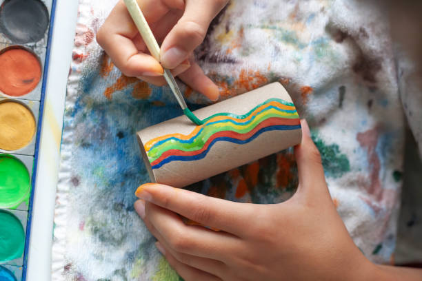 istock Child painting on toilet paper roll 2170706945