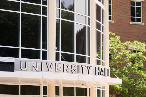 istock University Hall sign over building entrance 2170707659