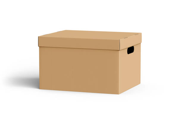istock brown Cardboard box with lid isolated on white background. paper packaging mockup 2170714464