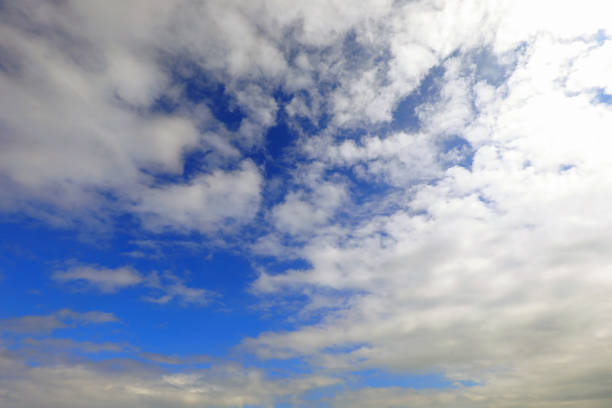 beautiful deep blue sky with clouds ideal as a backdrop for nature or weather forecast