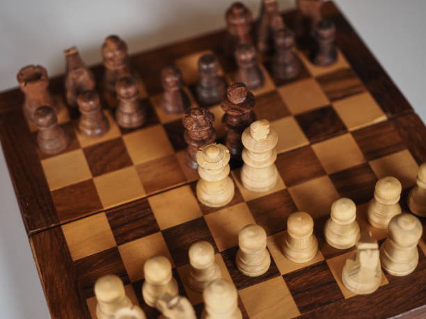 istock wooden travel chess set 2170715199