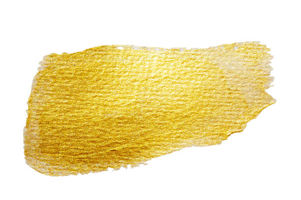 istock Golden paint brush stroke isolated on white with glittering texture. clipping path 2170716364