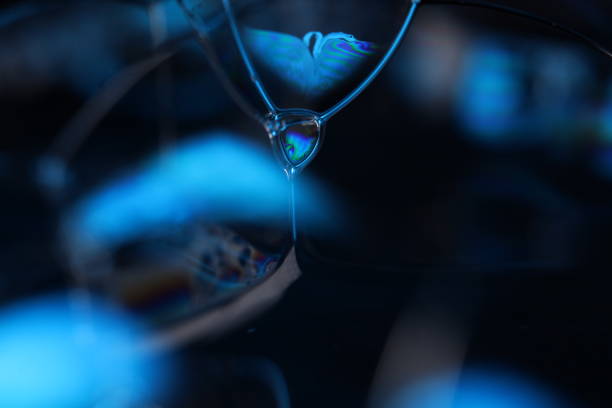 Blue coloured liquid surface, fluid forms, liquid abstraction, colour sphere, deep dark backgrounds, geometric shapes, perfect bubble surfaces